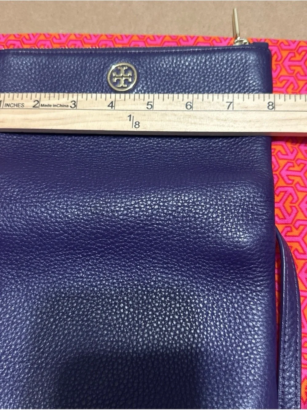 Tory Burch Robinson Foldover Crossbody Bag Purple Pebbled Leather Tassel